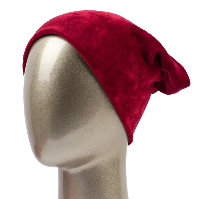 Geebro, 2 шт., женские шапочки, шапка и шарф, зимний Повседневный Теплый Бархатный шарф для женщин, дамские шарфы и шапки из полиэстера, DQ090 - Цвет: Dark Red Hat