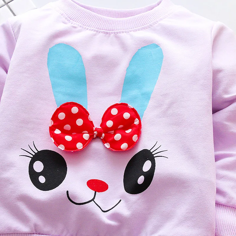 Girls Long Sleeve Spring Rabbit T-shirts Fashion Tops Children Outwear Fanfiluca