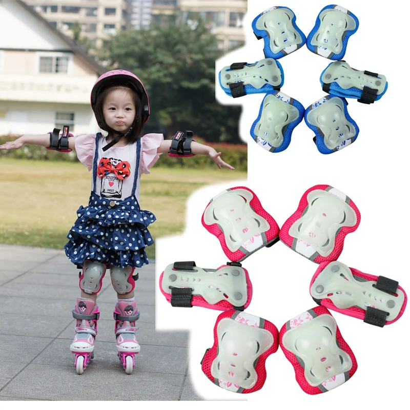 6pcs/set Glow in the dark Inline Skate Protective Gear Sets Elbow pads Bicycle Skateboard Ice