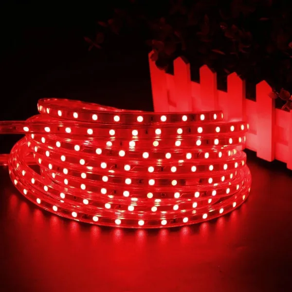 BSOD Светодиодная лента AC220V 60 светодиодный s/m SMD5050 светодиодный светильник водонепроницаемый 5 м 10 м 20 м 25 м наружный светильник для сада - Испускаемый цвет: Красный