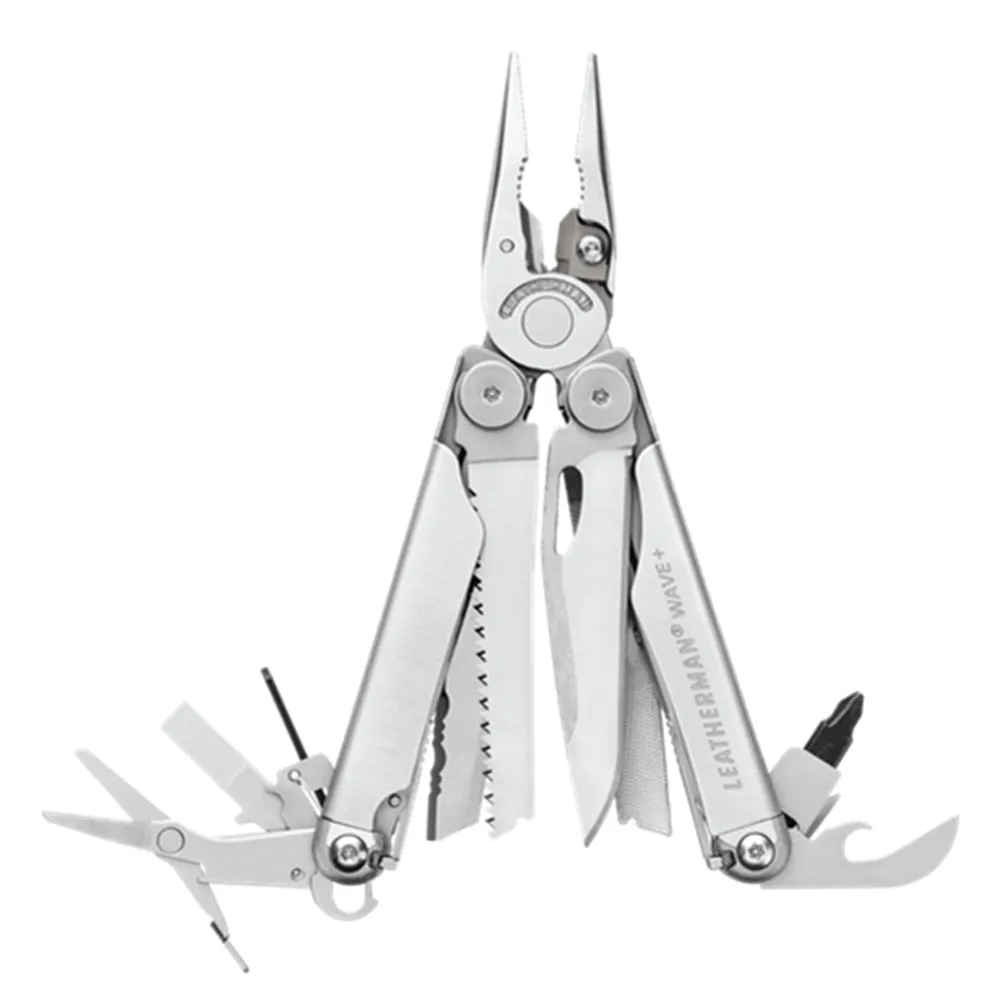 Мультитул LEATHERMAN-Wave Plus с высококачественными сменными кусачками и пружинными ножницами, нержавеющая сталь - Цвет: Silver