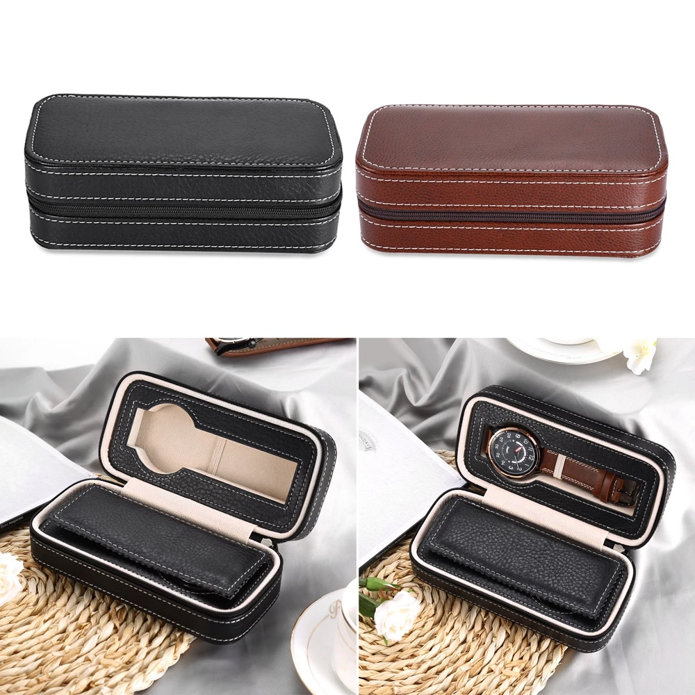 2 Grids Watch Box Travel Watch Storage Case Organizer watch storage box watch storage bag watch storage pouch