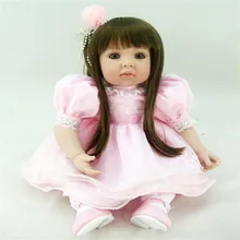 20 inch 50 cm reborn Silicone dolls, lifelike doll reborn babies toys Pink Princess Dress Girl