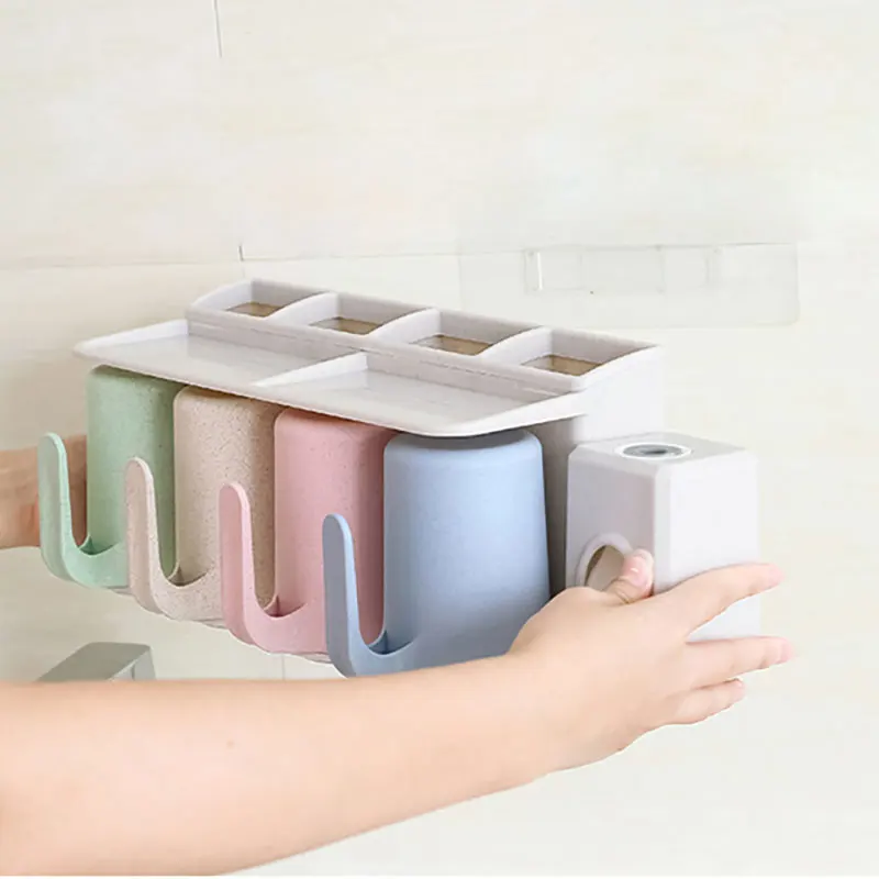 

Wonderlife 4PCS Wash Cups Toothbrush Comb Storage Holder Set with Home Automatic Toothpaste Dispenser for Bathroom Organizer