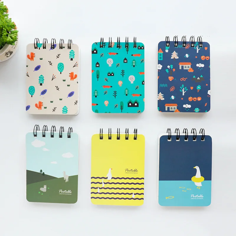 

80 Sheets Kawaii Stationery Concise Cartoon Coil Notebook Portable Memopad Illustration School Student Office Notepad Kids Gift