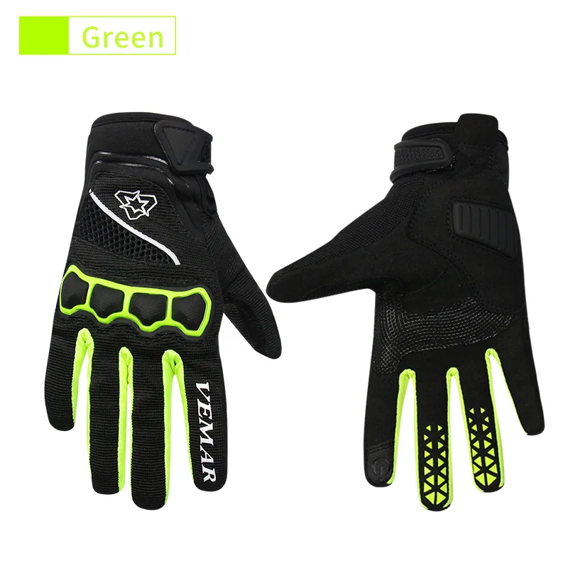 Vemar перчатки для велоспорта все мужские и женские всесезонные мотоциклетные Дорожные Перчатки на длинные пальцы противоскользящее оборудование - Цвет: Green