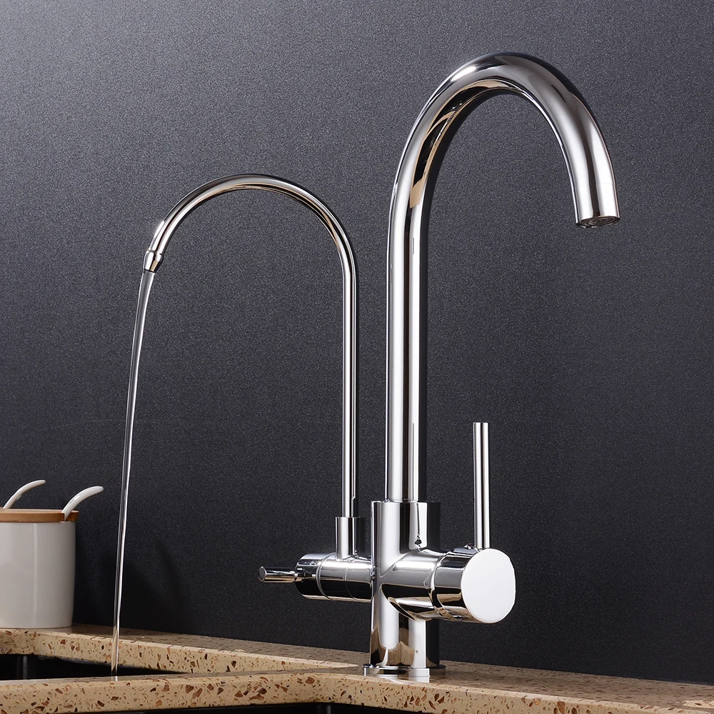  New style Black Kitchen Water Purifica Faucet with Filtered Water Right angle Double Spout Kitchen  - 33026957388