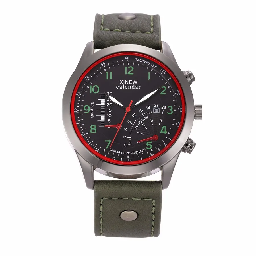 

Toopoot Quartz watch Military Leather Waterproof Date Quartz Analog Army Men's Quartz Wrist Watches reloj hombre 2016 saat erkek