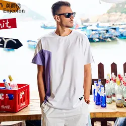 Enjeolon брендовая летняя футболка с короткими рукавами и круглым вырезом сплошной цвет мужской топ футболка Новое поступление T5207