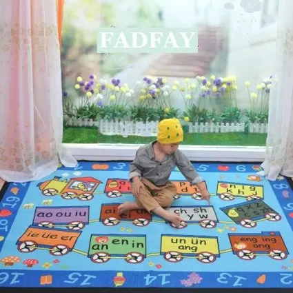 Современные детские большие ковры с мультяшным поездом для гостиной, дизайнерские детские ковры с фигурками, брендовые синие ковры для спальни с мультяшным рисунком