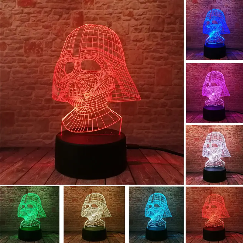 

Star Wars Darth Vader Mask Figma Model LED Luminous Nightlight 7 Colourful Changing Light Black Knight action & toy figures