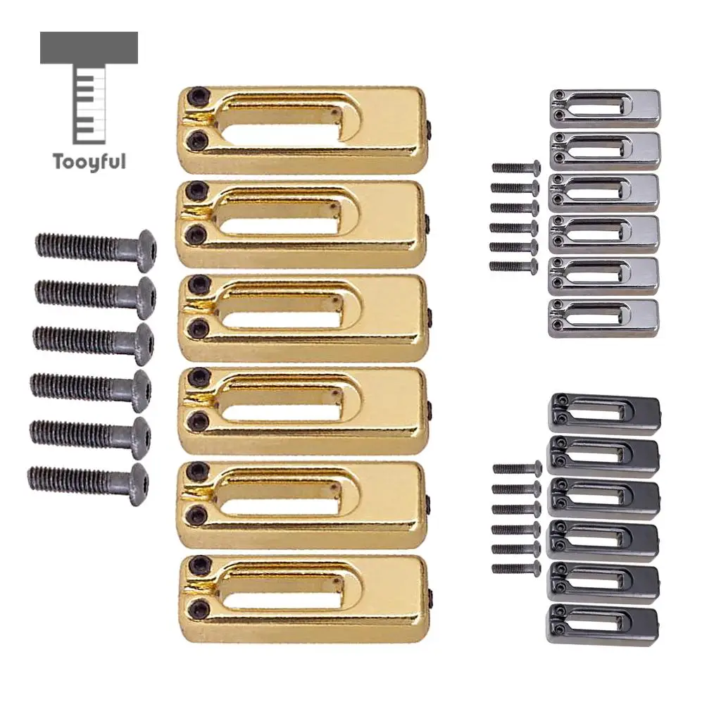 Tooyful 6pcs Electric Guitar Tremolo Bridge Saddles with Screws for Tremolo Bridge Parts