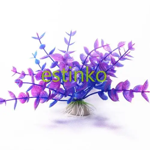 Eco-friendly Tank Decoration Artificial Plastic Plant Aquarium Simulated Plants Home Garden Purple Gradient Leaves Free Shipping