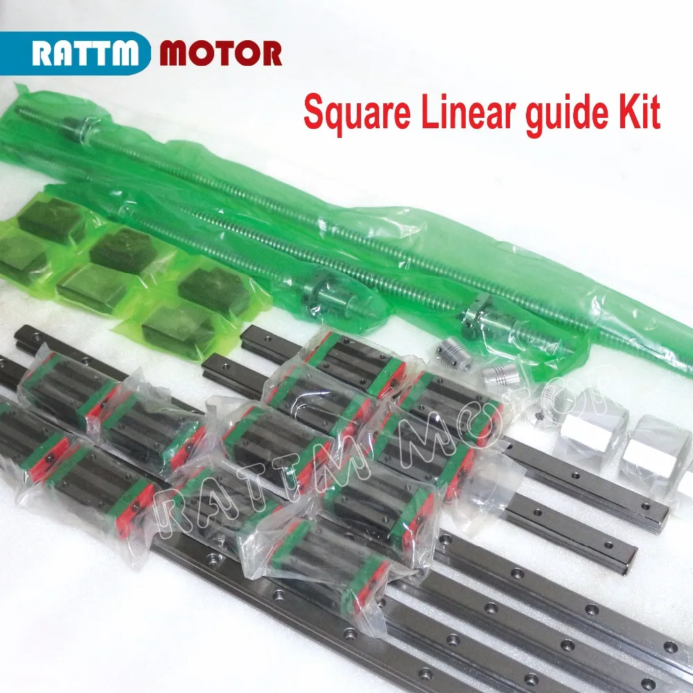 CNC Square Linear guide sets 6pc 400/1000/1500mm & 3pc Ballscrew 2005-400/1000/1500mm with Nut & 3set BK/B15 & Couuling