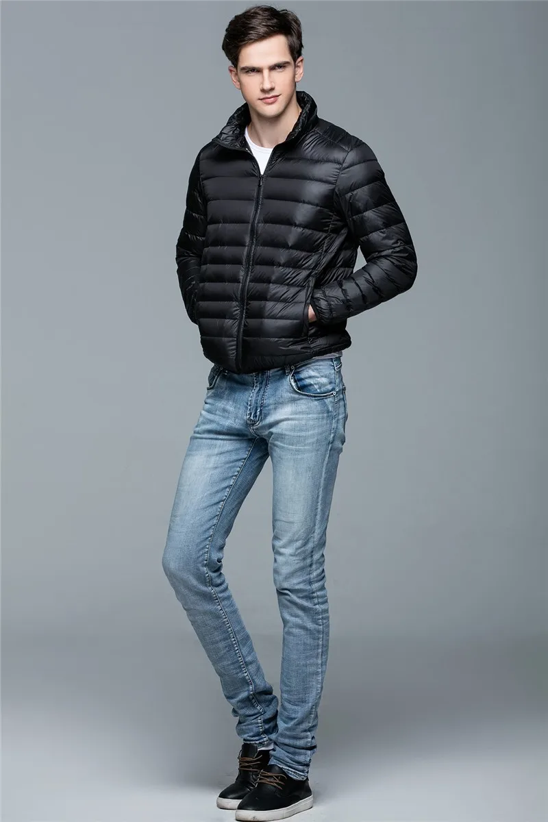 Осенне-зимнее пуховое пальто, 90% белый утиный пух, парки для мужчин, брендовая мужская куртка, ультра-светильник, тонкие зимние куртки, мужская верхняя одежда