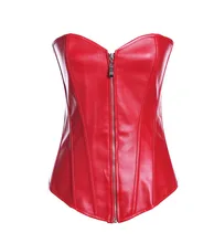Ensen Sex Women Zipper Steampunk Corselet Waist hot shapers red black Leather Corset Body Shapewear Bustiers Overbust vestido