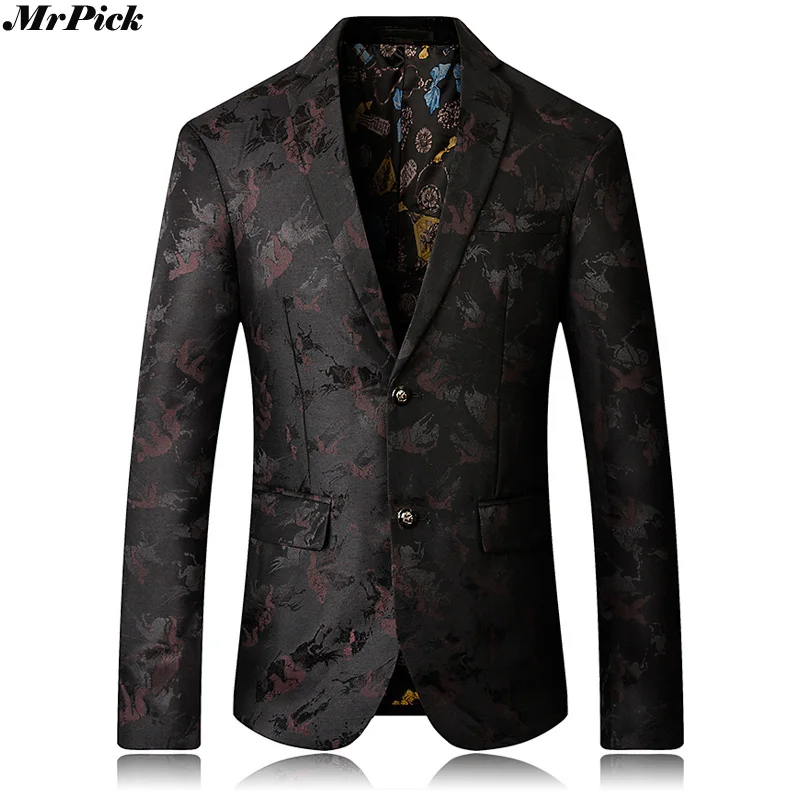 2018 Men Floral Blazer Vintage Classic Euro Style Hip Hop Urban Printed ...