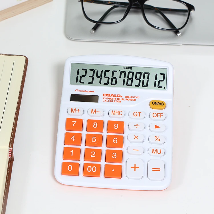 جديد الملونة الإلكترونية سطح المكتب آلة حاسبة مع أزرار كبيرة كبيرة عرض مكتب الكمبيوتر المزدوج الطاقة الشمسية المحمولة آلة حاسبة