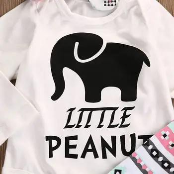 Newborn Infant Baby Boy Girl Clothes Set Elephant Romper Tops Legging Pant Headband Outfit Set Clothing 2