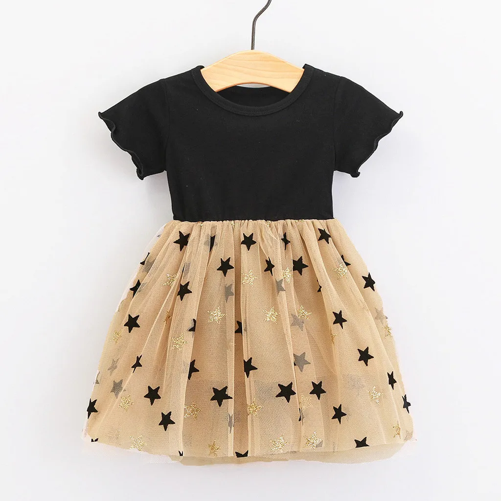 

Newborn Kids Clothes Girls Dress 2019 Summer Toddler Baby Girl Patchwork Stars Print Belle Dresses For Children 1 2 3 4 Years