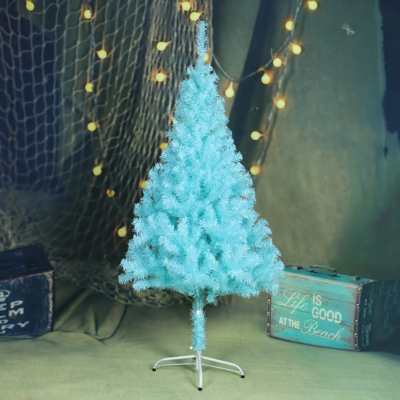 HOYVJOY Рождество год дерево светильник синий ПВХ+ Флокирование с светодиодный вечерние 60 см мини тяжелый сосновый искусственный домашний декор