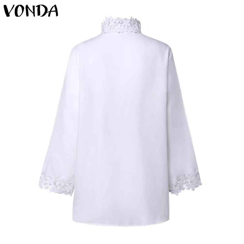 Летние женские блузки размера плюс VONDA,, Сексуальная кружевная офисная блузка с рукавом семь, v-образный вырез, цветочный рисунок, пляжные вечерние блузки, S-5XL