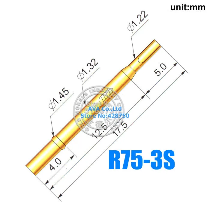 100 шт. R75-3S Пробник Pogo контактный разъем подходит P75 серии