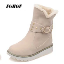 

Winter women's boots snow boots size 40-43 suede belt buckle leisure ankle boots Fashionable and individual female boots