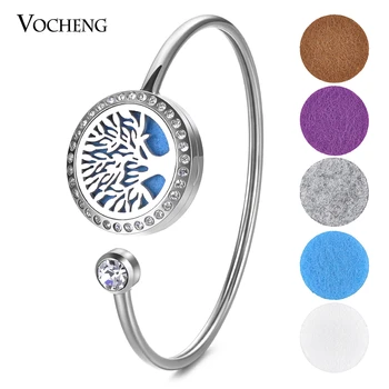 

10pcs/lot 25mm Aromatherapy Locket Bangle Fit 18mm Felt Pads 316L Stainless Steel Magnetic with Crystal with Oil Pads VA-583*10