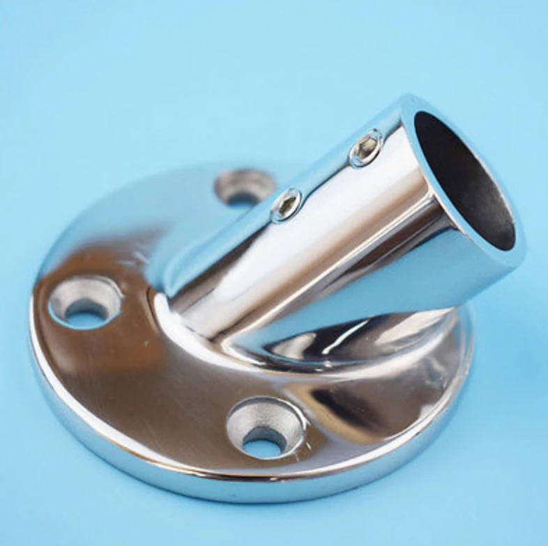 Lots Of 4 Hand Rail Fittings 30 Degree 1" Pipe Round Base Stainless