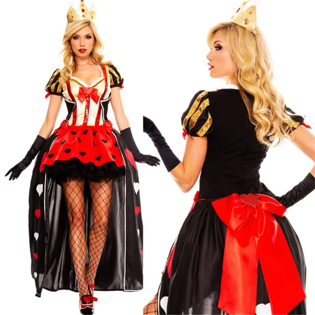2018 new high quality sexy queen of heart dress villains halloween clothing for women club show