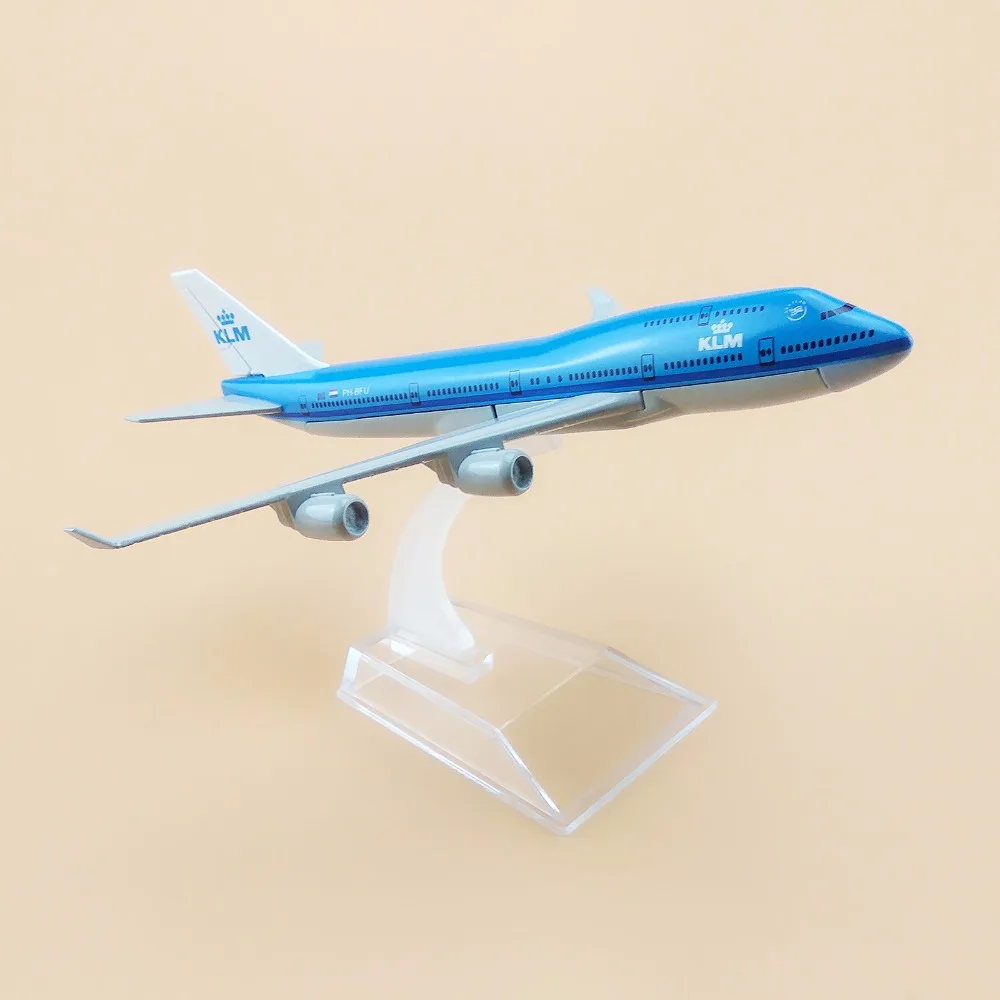 16 см сплав металла воздуха KLM Airlines B747 самолет модель Boeing 747 400 Airways самолета w Стенд