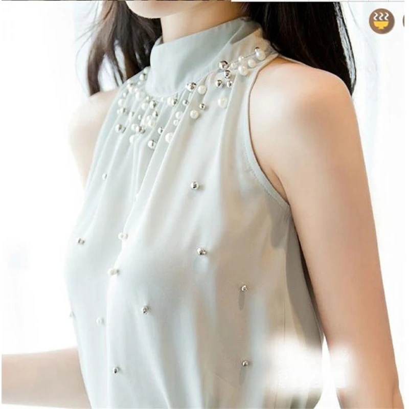 

2019 summer Women's Summer Strapless Sleeveless Halter Tops Thin Jacket Fashion Sexy Chiffon Shirt Women