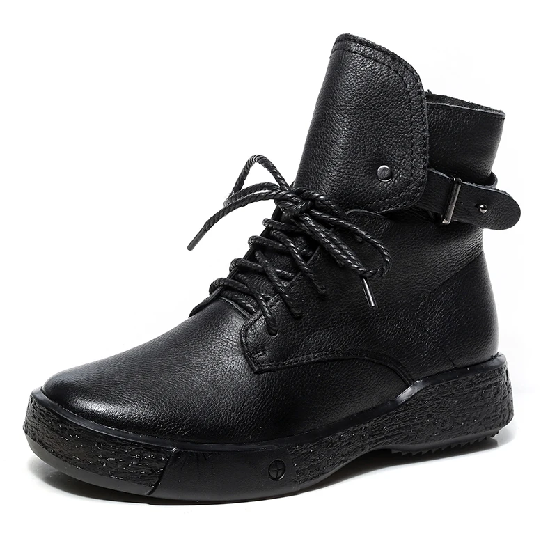 GKTINOO/зимние ботинки; женские ботильоны из натуральной кожи; мягкая обувь ручной работы на плоской подошве с плюшевой подкладкой; Женская обувь в стиле ретро