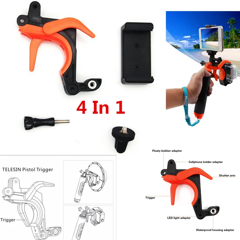 

Accessories Shutter Stabilizer Section Pistol Trigger Mount Waterproof Shell For XiaomiYi 4k For Gopro Hero2018 Hero7 6 5 3+ 4