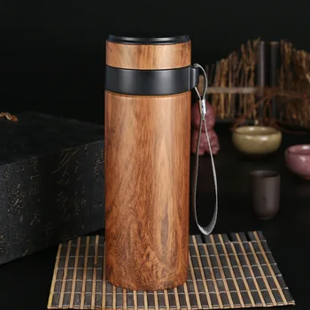 

320ml Health Purple Clay Thermos Bottle Wood Grain Paint insulation Thermo Cup water bottle Mens Office Zisha Thermal cups Gifts