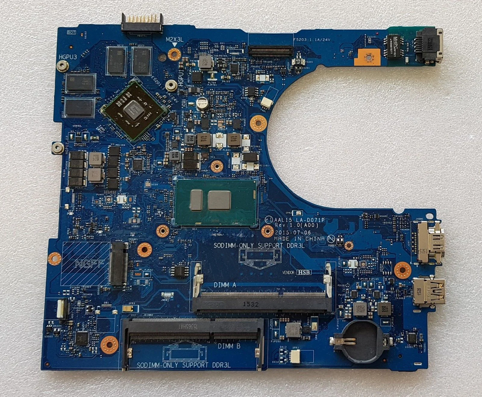 Perfect Laptop Motherboard For DELL 5559 AAL15 LA-D071P CN-0T66WJ 0T66WJ T66WJ i5-6200 CPU  DDR3L 100% Tested ok 2