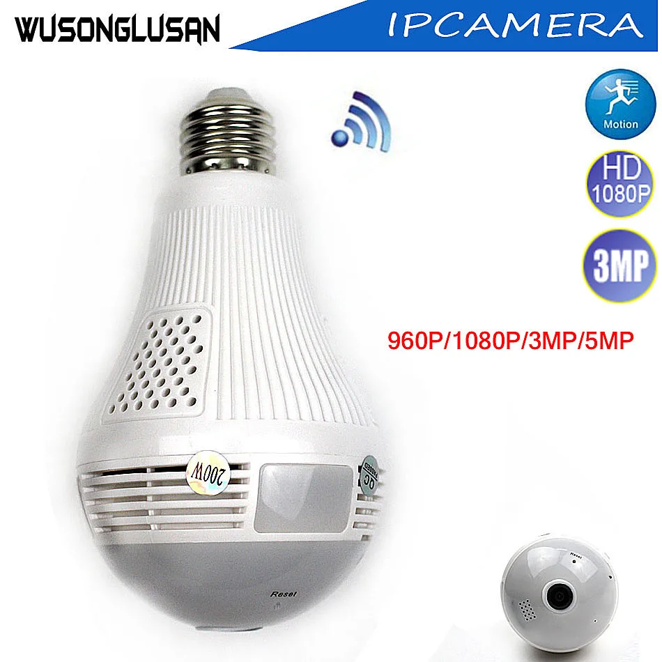 Wi Fi камера лампа 5MP 3MP 1080P 960P 3D VR 360 градусов умный дом в помещении sd карта рыбий глаз