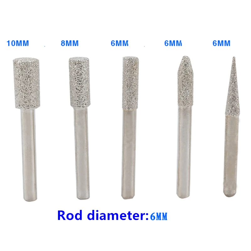 Borntun 5 шт. 6 мм Алмазный гравировка головы Пневматика электрические измельчители гравер Шлифовальные Полировка Вырезка нефрита инструмент