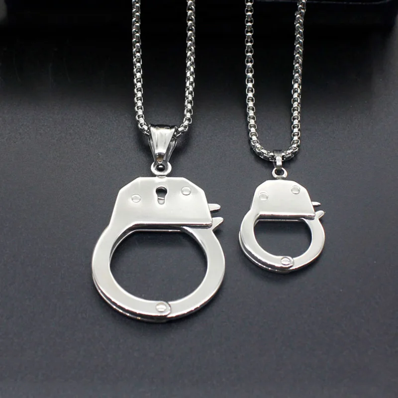 Ювелирные изделия из нержавеющей стали подвески в форме наручников ожерелье s для мужчин и женщин ювелирные изделия звено цепи можно открыть Ожерелье Дружбы