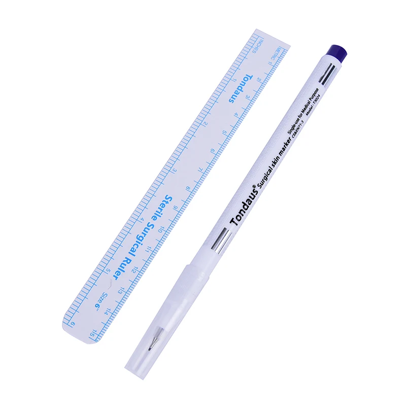 Tattoo Eyebrow Skin Marker Pen With Measuring Ruler Sterile Surgical
