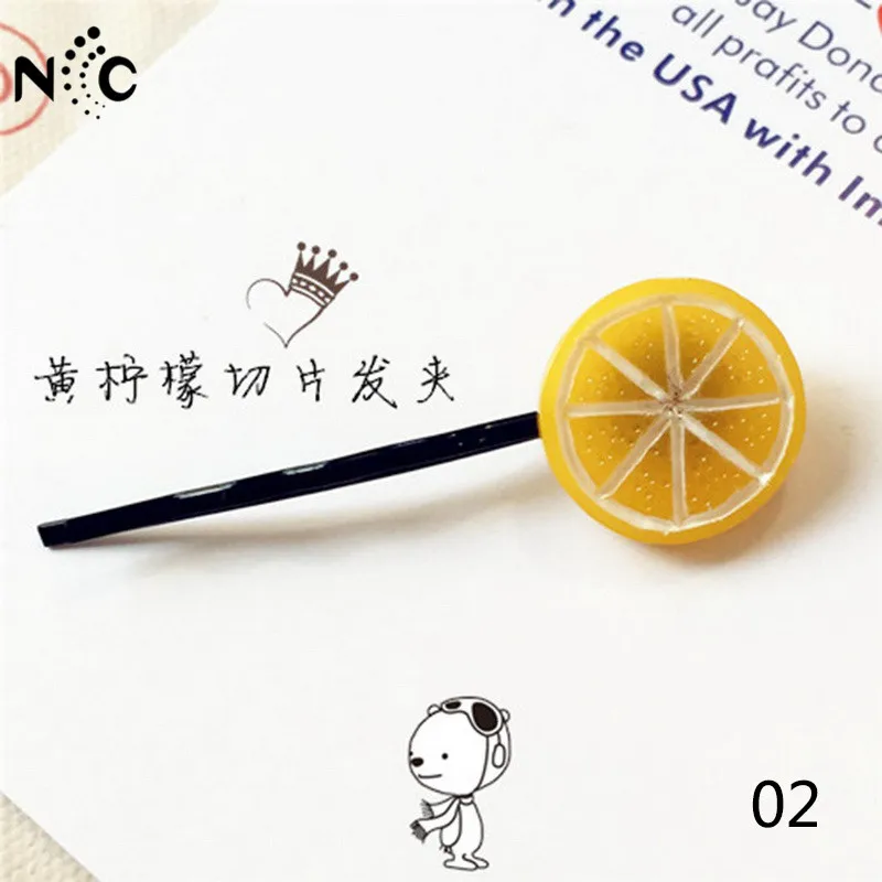 

New Arrival 1pc/lot Lady Super Cute Fruit Yellow Lemon Shape Barrette Metal Hair Clips for Kids Side Clip Girls Hair Accessories