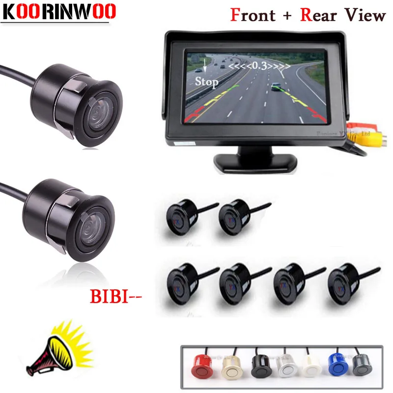 KOORINWOO полный комплект 4 3 TFT LCD Автомобильный Монитор парктроник 12В Реверсивные