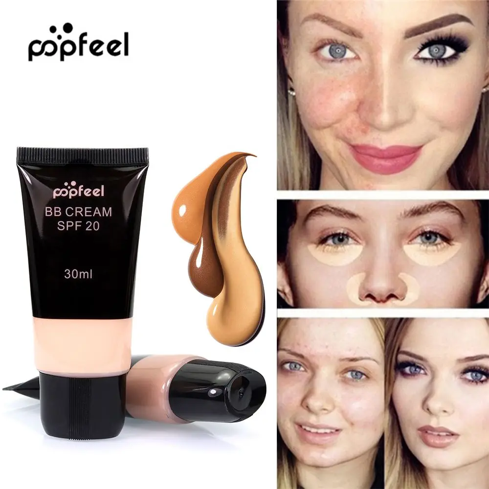 

Popfeel Brand Base Makeup Waterproof SPF 20 Sun Block Whitening Matte Face Nude Liquid Foundation BB Cream Women Cosmetic