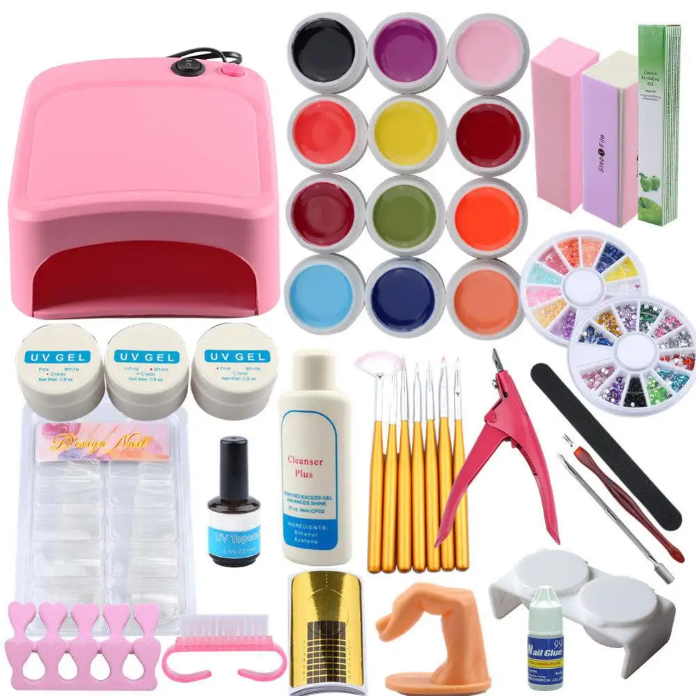 

Pro Nail UV Kit Manicure UV Gel Manicure Set Nail Art 36W Nail Dryer Gel Cleanser Plus Glitter Decoration Manicure Tool Design