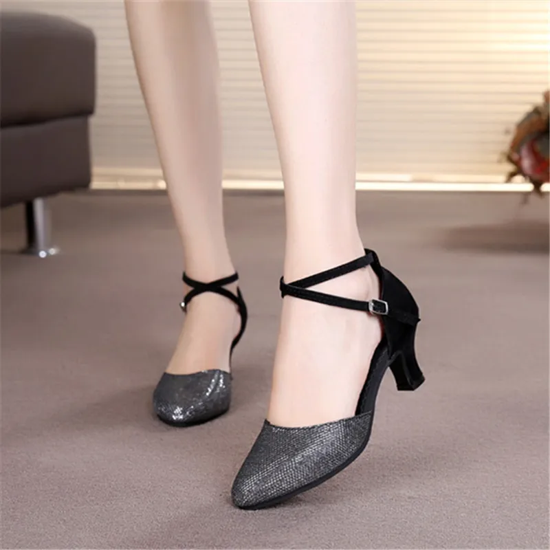 

HoYeeLin New Latin Shoes Women Ladies Modern Closed Toe Tango Waltz Standard Ballroom Dancing Heels