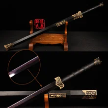 Холодная сталь Китайский Хан династический прямой меч античная бронза роза дерево оболочка металл ремесло фэншуй украшения-две руки Цзянь