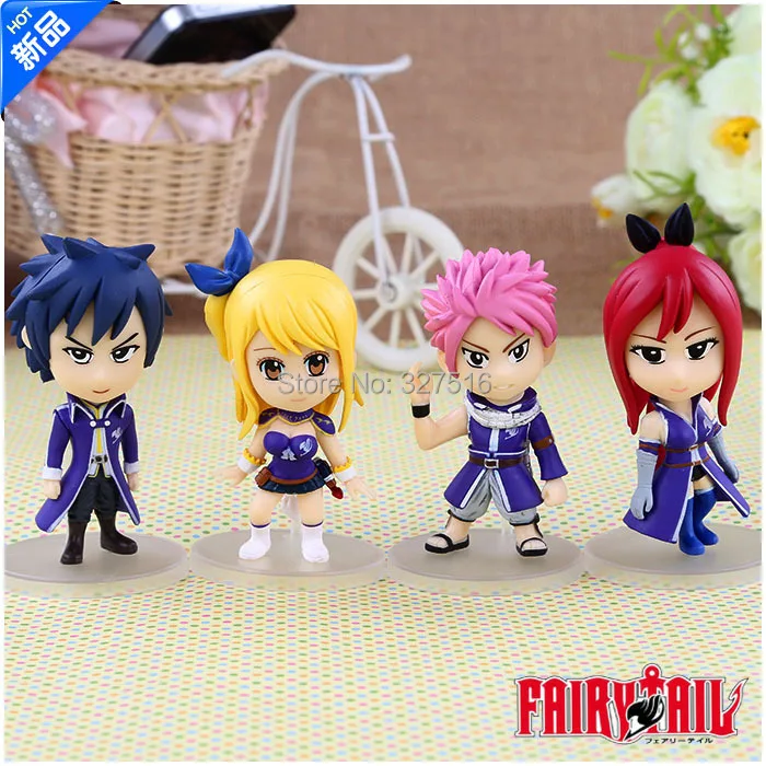 4 pcs/set Fairy Tail PVC Action Figure Toys High Quality Figures Natsu Dragneel/ Lucy Heartfilia