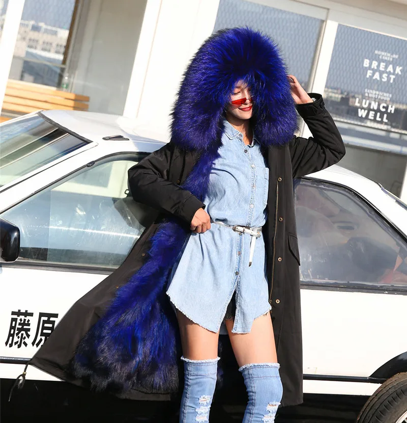 New Winter Jacket Women Coat Detachable 3 In 1 Outerwear Natural Real Raccoon Fur Collar Streetwear Parkas Casual Luxury