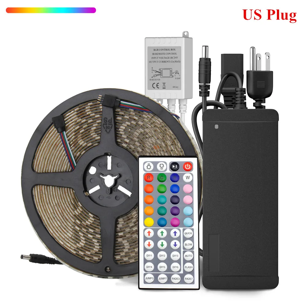 SuperNight 5050 RGB LED Strip kit 10M 60LEDsm DC 24V IP65 Waterproof Tape Light with 44 Keys Controller Power Adapter US EU UK (9)_